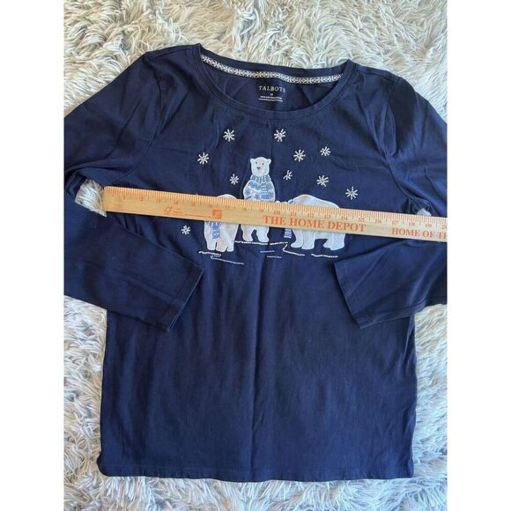 Talbots‎ Long Sleeve Shirt, Navy, Size Medium Polar Bears with delicate beading. - Picture 6 of 7